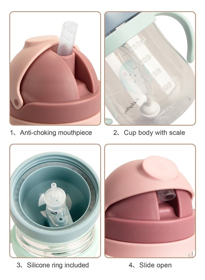 YUJA 2-Pcs Baby Sippy Cups For 6 Months +, 250ml Baby Cup with Weighted Straw and Easy Grip Handles, Kids Water Bottle with Simple Flip Lid, 360 Degree Spill Proof Toddler Cup - Image 3